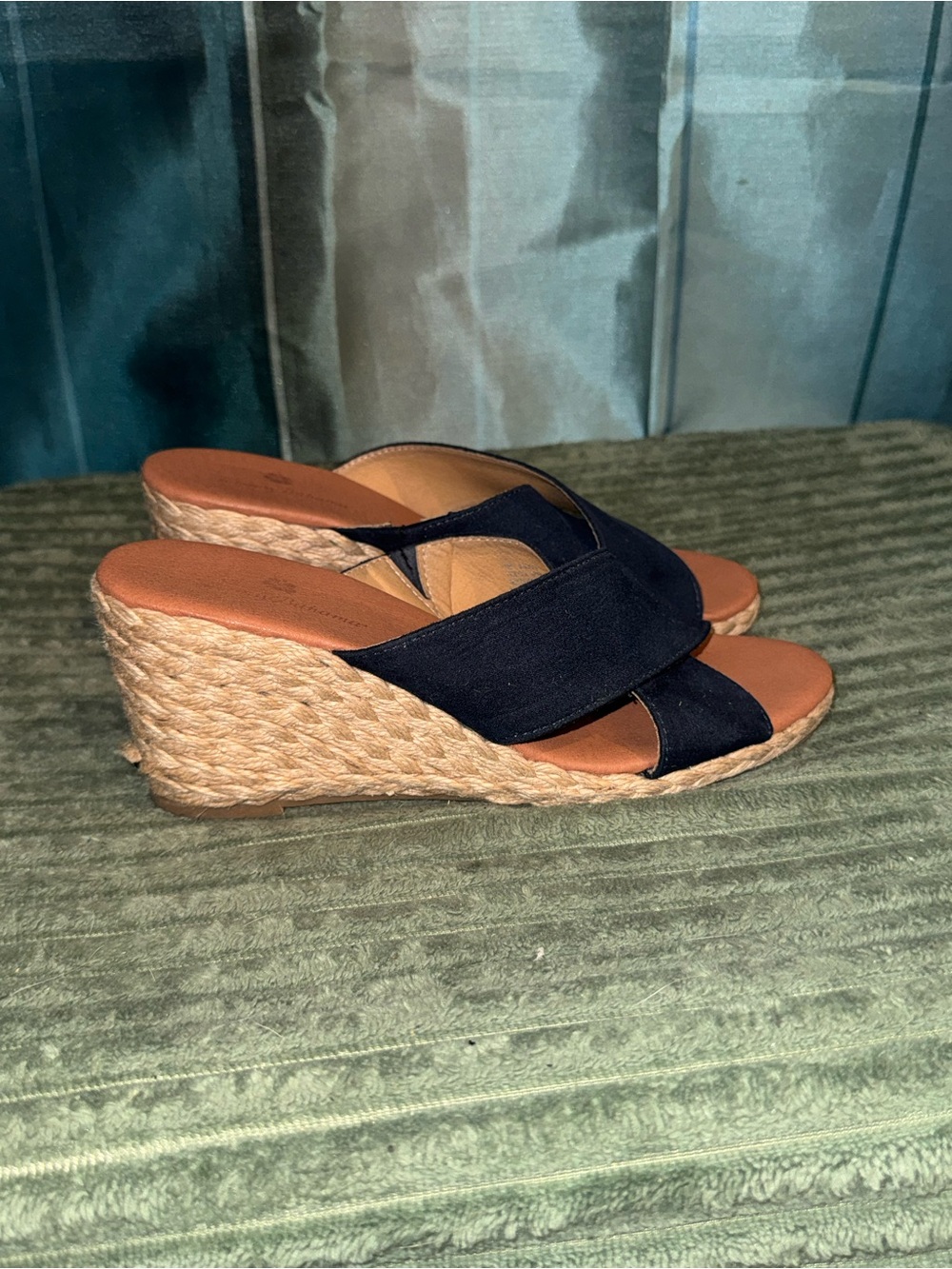 Tommy Bahama Navy Wedge Espadrille Slides